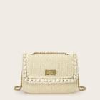 Romwe Faux Pearl Decor Flap Crossbody Bag