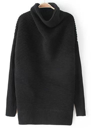 Romwe High Neck Loose Sweater