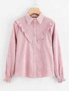 Romwe Single Breasted Ruffle Trim Shirt