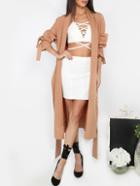 Romwe Brown Long Sleeve Outerwear