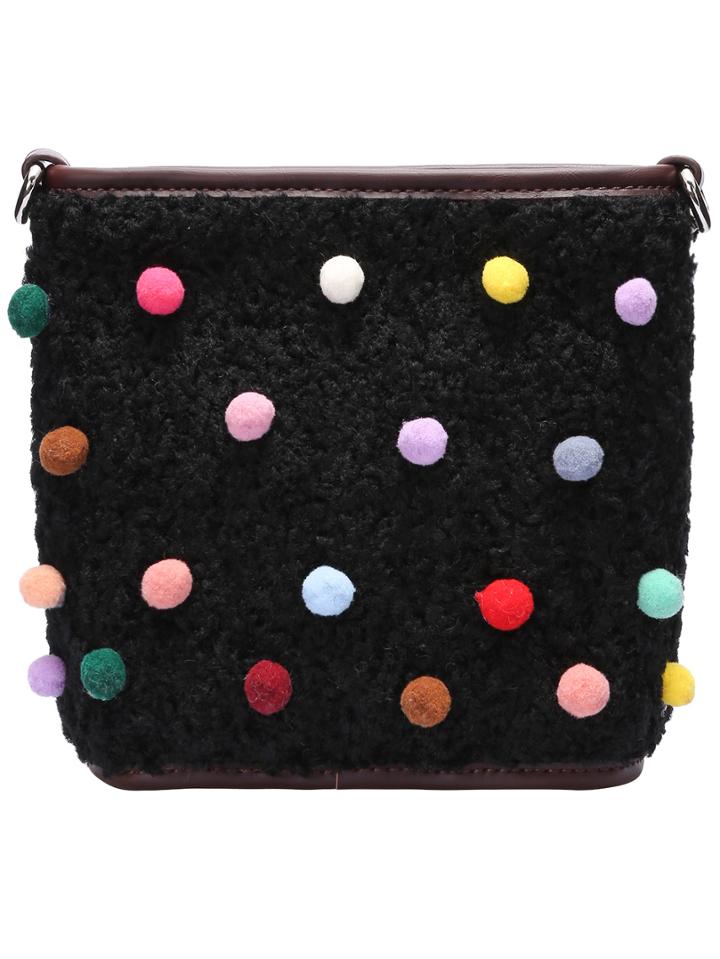 Romwe Black Zipper Ball Embellished Bag