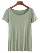 Romwe Short Sleeve Green T-shirt