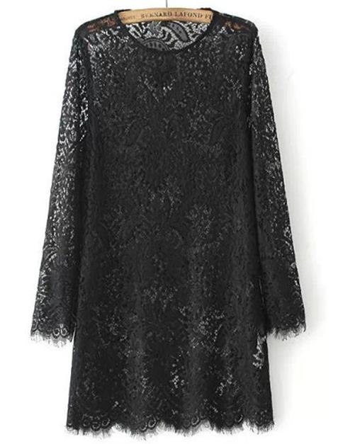 Romwe Sheer Lace White Dress