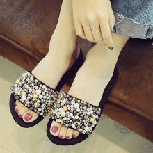 Romwe Faux Pearl Detail Slippers