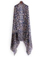 Romwe Leopard Print Fringe Trim Scarf