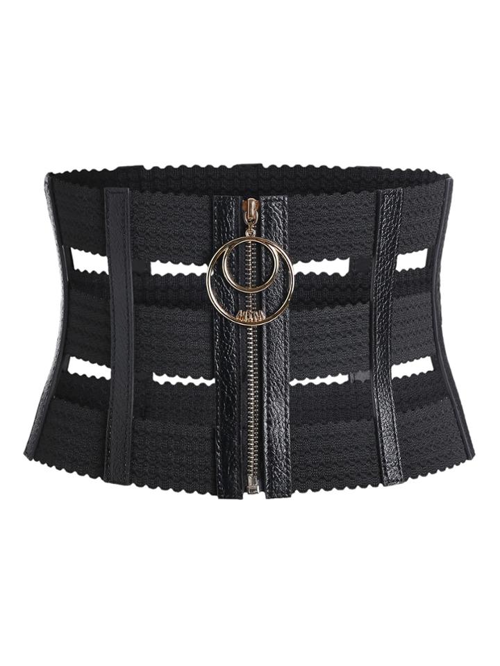Romwe Cage Zipper Up Corset Belt