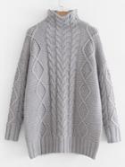 Romwe Cable Knit Oversized Jumper Sweater
