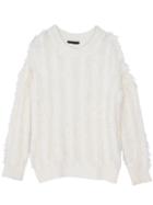 Romwe Long Sleeve Tassel White Sweater