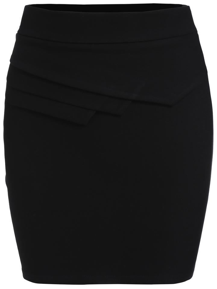 Romwe Black Slim Bodycon Skirt