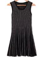 Romwe Sleeveless Vertical Striped Knit Black Dress