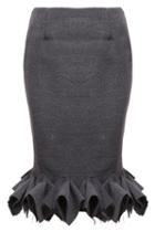 Romwe Flouncing Woolen Grey Skirt