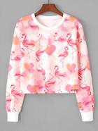 Romwe Flamingo Print Random Sweatshirt