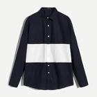 Romwe Guys Two-tone Curved Hem Buttoned Shirt