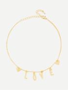 Romwe Letter & Heart Charm Link Necklace