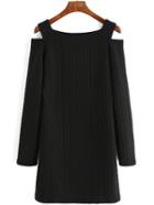 Romwe Cold Shoulder Twist Pattern Black Dress