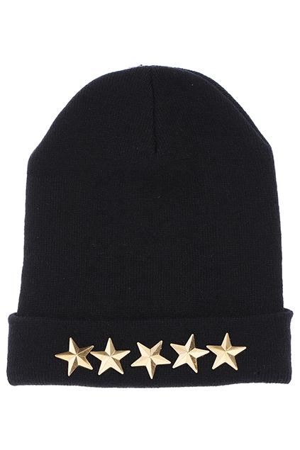 Romwe Star Embellished Black Beanie
