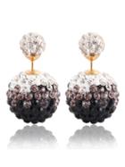 Romwe Rhinestone Ball Double Sided Stud Earrings - Black