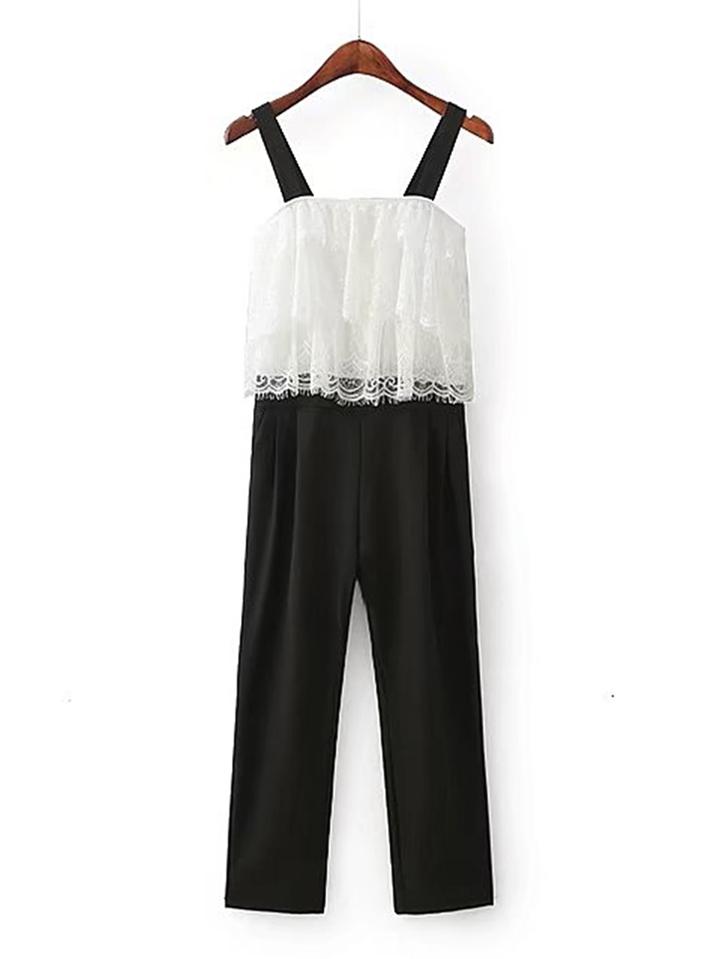 Romwe Contrast Lace Jumpsuit