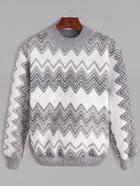 Romwe Contrast Trim Chevron Pattern Sweatshirt