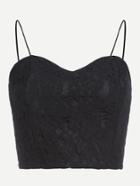 Romwe Black Zip Back Crop Lace Cami Top