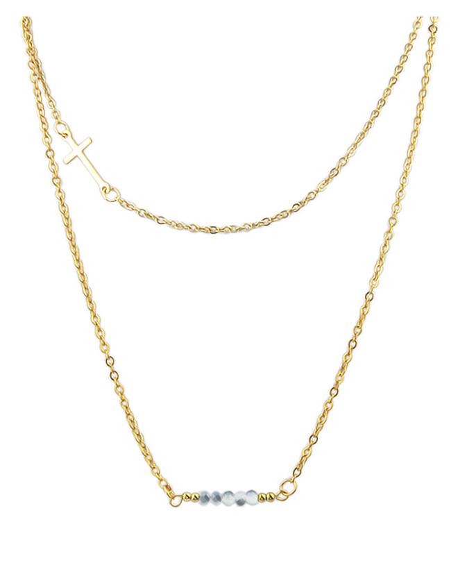 Romwe Gold Plated Two Layer Simple Best Friend Necklace