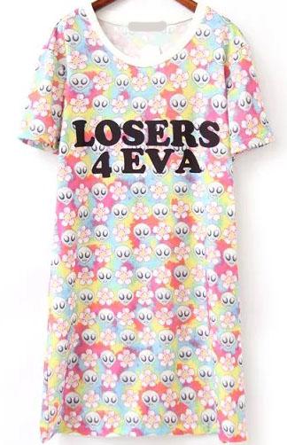 Romwe Aliens Print Casual Dress