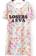 Romwe Aliens Print Casual Dress