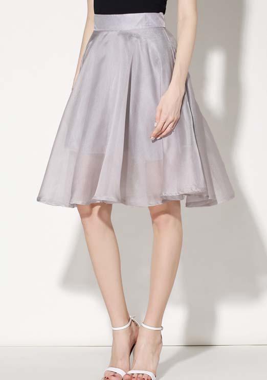 Romwe With Zipper Mesh Grey Skirt