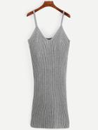 Romwe Grey Ribbed Knit Cami Dress