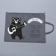Romwe Bear Print Filing Bag With Handle