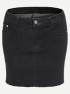 Romwe Black Denim Bodycon Skirt With Pocket