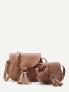 Romwe Tassel Detail Flap Combination Bag