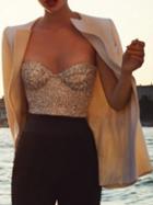 Romwe Strapless Tank Top With Sequined