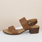 Romwe Double Band Ankle Strap Low Block Sandal