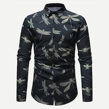 Romwe Men Dragonfly Overlay Print Shirt
