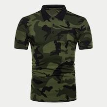 Romwe Men Camo Print Polo Shirt