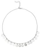 Romwe Silver Coin Fringe Delicate Chain Necklace