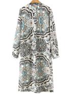Romwe Multicolor Split Side Vintage Print Shirt Dress