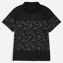Romwe Guys Contrast Camo Pattern Polo Shirt