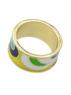 Romwe Yellow-8 Geometric Pattern Finger  Rings