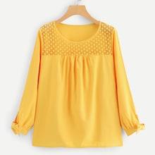 Romwe Contrast Lace Knot Sleeve Blouse