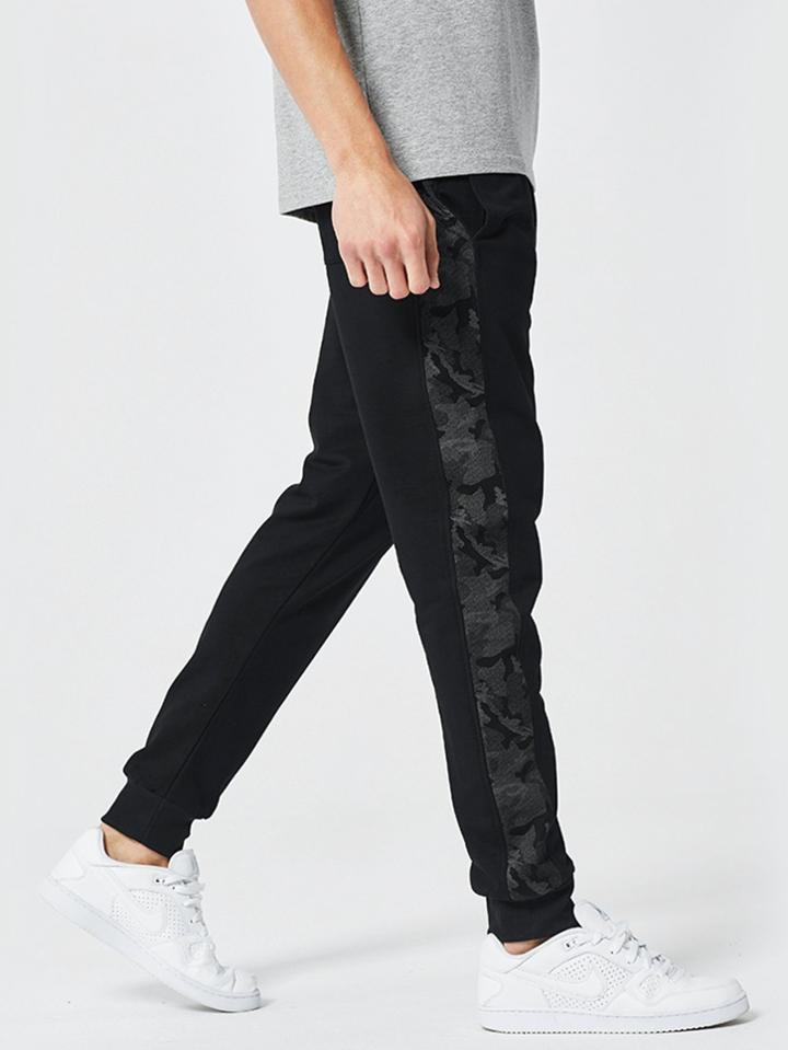 Romwe Men Camo Stripe Side Drawstring Pants