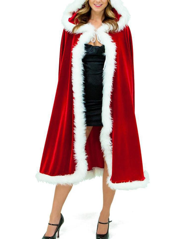 Romwe Christmas Hooded Long Cape Coat