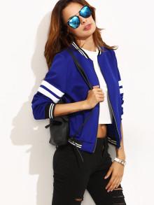 Romwe Contrast Trim Varsity Baseball Jacket