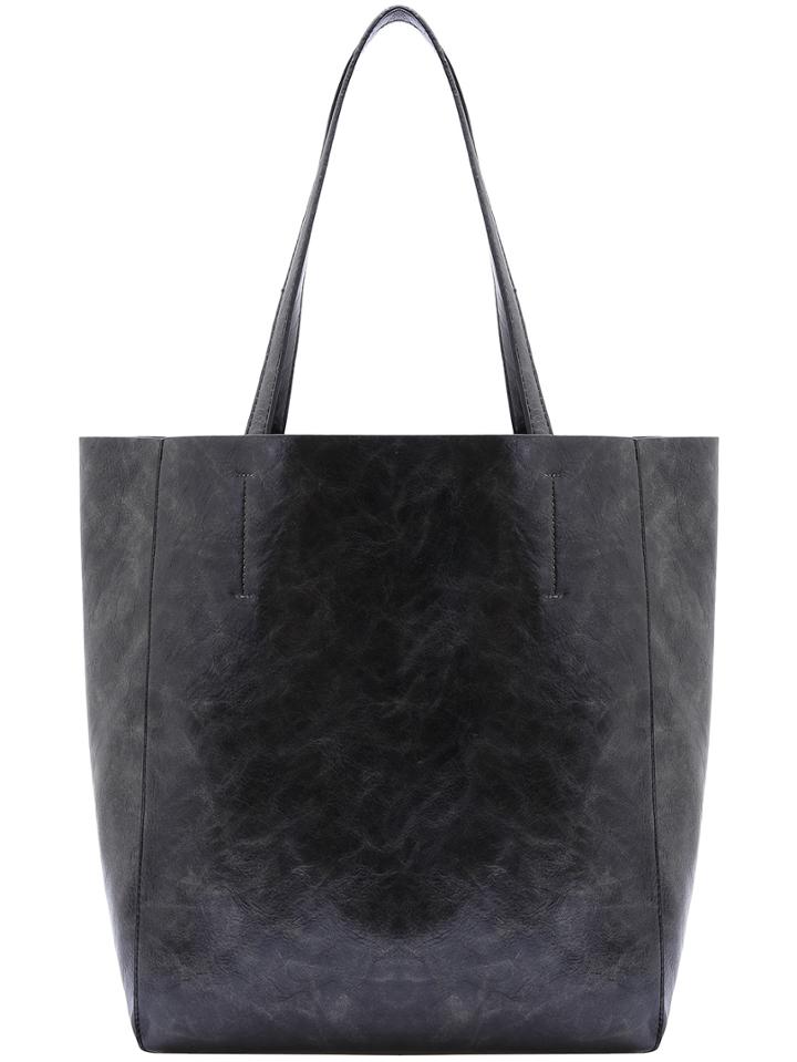 Romwe Black Two Pieces Pu Shoulder Bag