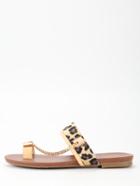 Romwe Brown Leopard Chain Flip Sandals