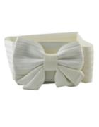 Romwe Fashionable White Pu Leather Bow Wide Elastic Waist Belt