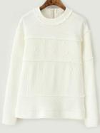 Romwe Ribbed Embossed Sweatshirt With Zipper