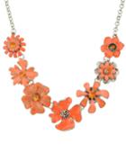 Romwe Bohemian Style Orange Enamel Shourouk Flower Necklace