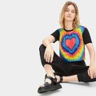 Romwe Tie Dye Heart Detail Tee